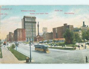 Divided-Back STREETCAR BY BUILDINGS ON EUCLID AVENUE Cleveland Ohio OH HM7814