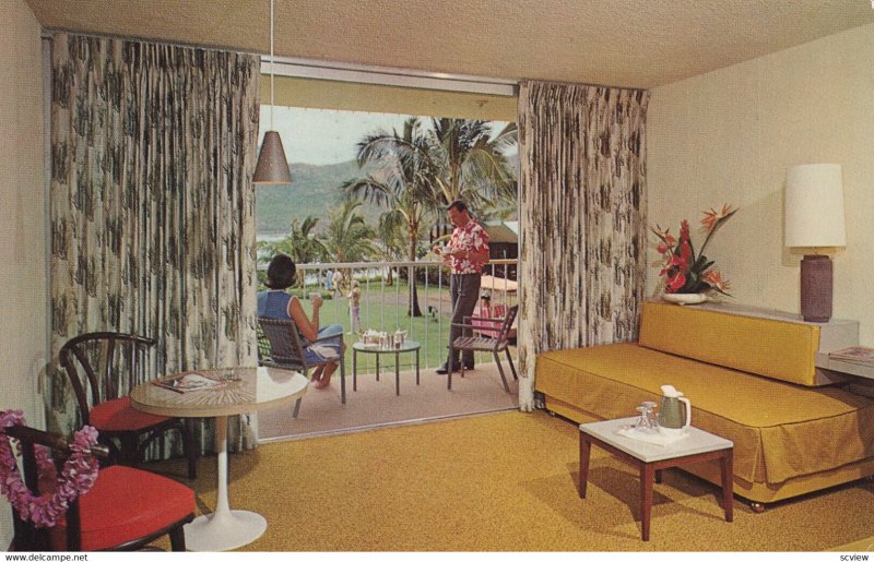 KAUAI, Hawaii,1950-1960s, Kalapaki Beach and Surf Resort View from Hotel