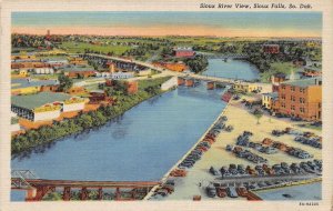 Sioux Falls, SD South Dakota  SIOUX RIVER VIEW  City~Bridge  ca1940's Postcard