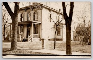 RPPC Lovely Home of Ethel Will Two Daughters on Porch to Ravenna OH Postcard I24