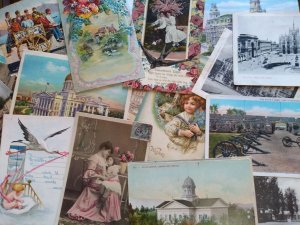 50 Vintage and Antique Standard Postcards Random Lot Greetings Capitols Cities