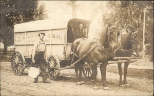 Belfast ME Cancel Ice Man Horse Wagon Tongs Real Photo Postcard