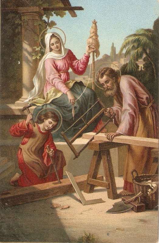 A. Muller. The Holy Family Fine painting, vintage German religious postcard