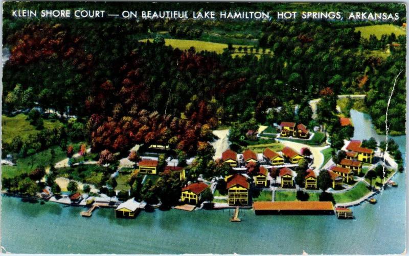 HOT SPRINGS, AR Arkansas   KLEIN SHORE Court on LAKE HAMILTON c1950s Postcard