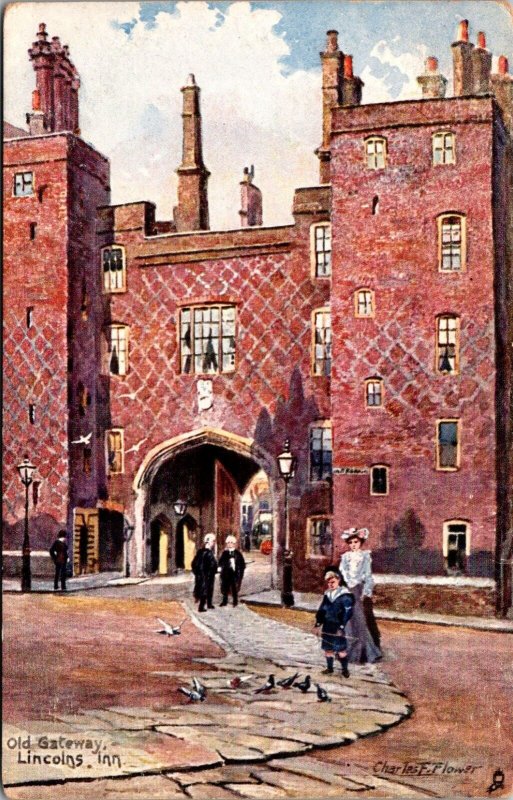Old Gateway, Lincolns Inn Old London Gateways Tuck 6260 Vintage Postcard G54