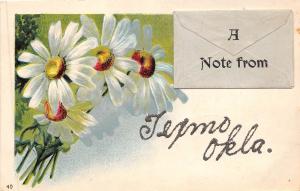 A21/ Texmo Oklahoma Ok Postcard Glitter Greetings A Note From c1910