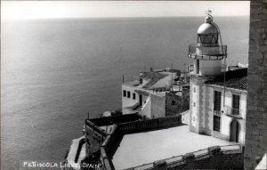 Peniscola Spain LIGHTHOUSE Real Photo Postcard