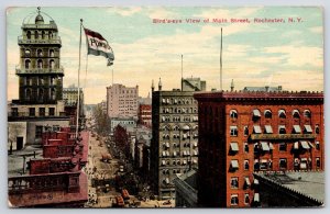 1912 Birds Eye View Main Street Rochester New York NY Buildings Posted Postcard