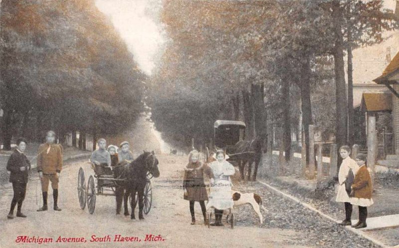 South Haven Michigan Michigan Avenue Vintage Postcard AA9614