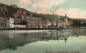 1912 Dinant Vue Generale La Meuse Wallonia Belgium Vintage Postcard