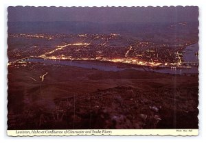 Lewiston Idaho Confluence Of Clearwater & Snake Rivers Continental View Postcard