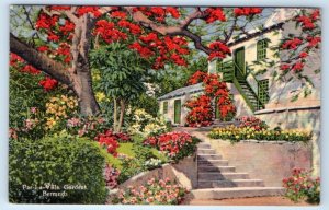 Par-La-Ville Gardens BERMUDA Linen 1938 Postcard