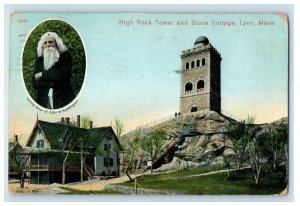 1909 High Rock Tower and Stone Cottage, Lynn Massachusetts MA Postcard 