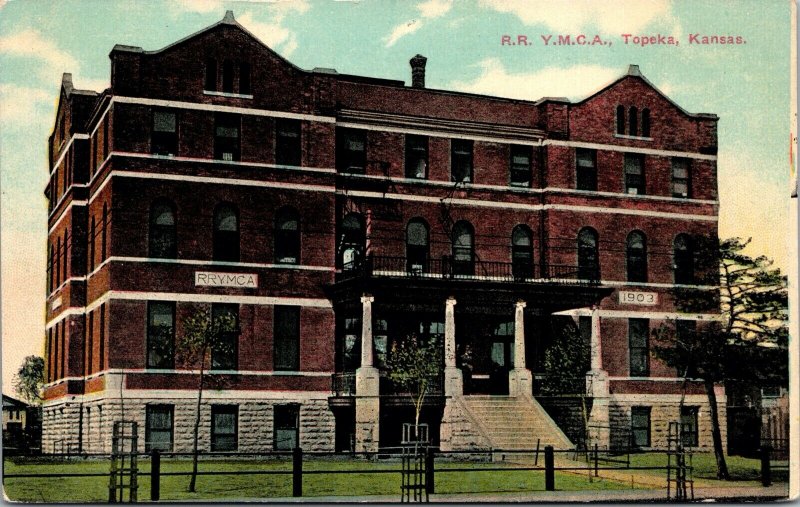 Postcard Railroad R.R. Y.M.C.A. in Topeka, Kansas~133267