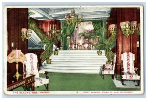 1911 Lobby Showing Stairs to Main Restaurant, The Blackstone Chicago IL Postcard