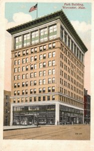 Vintage Postcard 1920's View of Park Building Worcester Massachusetts MA