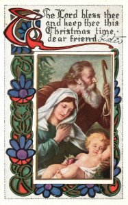 Vintage Postcard The Lord Bless This Christmas Time Baby Jesus Nativity Holiday