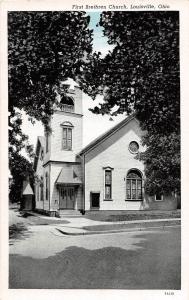 C65/ Louisville Ohio Postcard c1940 First Brethren Church Building 2