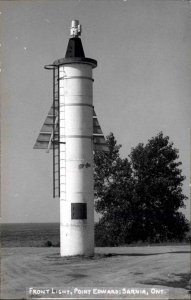 Sarnia Ontario Point Edwards Front Lighthouse Real Photo Postcard