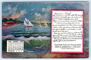 CHICAGO, IL ~ Advertising Calendar GUARANTEE TRUST & SAVINGS BANK 1909 Postcard