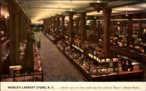 New York City NY Macys Dept Store St Floor Interior c1950-60s Vintage Postcard