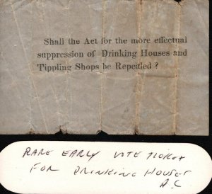 TEMPERANCE US TOWN CITY VOTE BALLET TICKETS DRINKING HOUSES TIPPLING SHOP