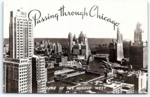 Postcard IL Chicago Passing Through City View 1945 RPPC Real Photo F06