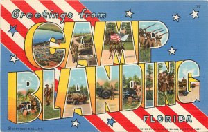 Curt Teich Large Letter WWII Greetings From Camp Blanding FL