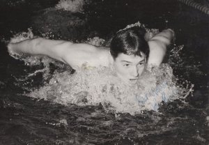 John Thurley 1960s Olympic Games Swimming Hand Signed Photo