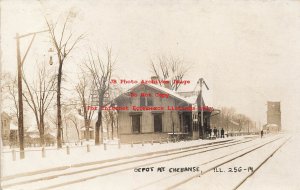 Depot, Illinois, Chebanese, RPPC, Illinois Central Railroad Station, Photo