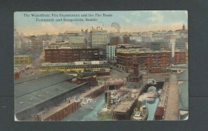 1912 Seattle WA The Waterfront Fire Dept & Fire Boats