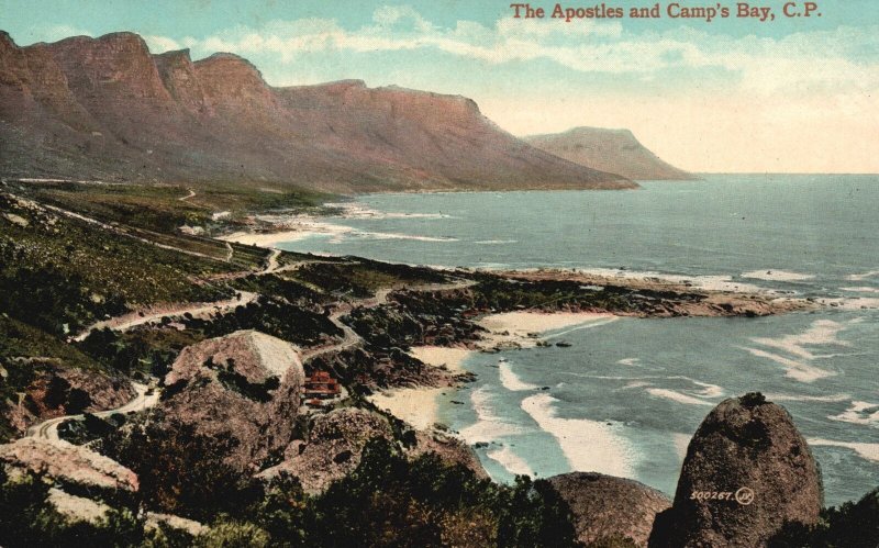 Vintage Postcard The Apostles and Camp's Bay Cape Town South Africa Valentine