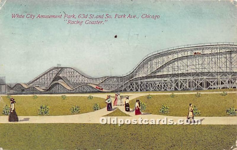 White City Amusement Park, Racing Coaster Chicago, Illinois, IL, USA 1910 