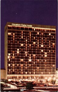 Houston Oaks Hotel Night View United Airlines Partner Postcard Texas 1960s