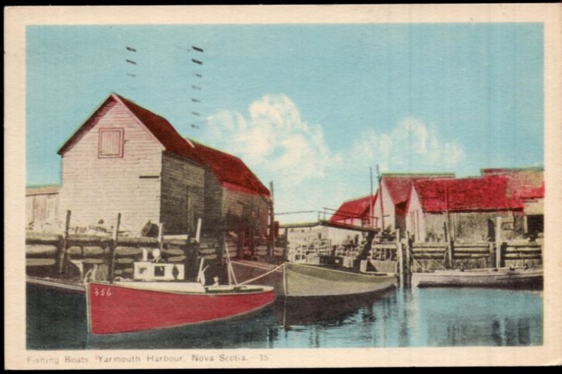 Nova Scotia Fishing Boats, YARMOUTH HARBOUR - pm1953 - White Border