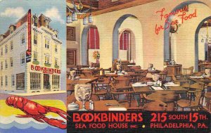 Bookfinders Sea Food House Restaurant Philadelphia PA linen postcard