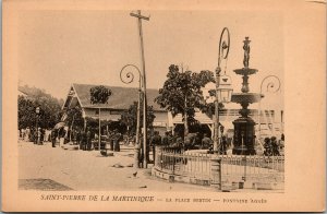 Vtg Saint Pierre de la Martinique La Place Bertin Fontaine Agnes Postcard
