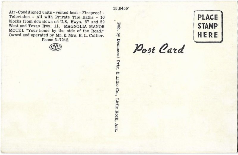 Magnolia Manor Motel 1220 W 7th St Texarkana Texas