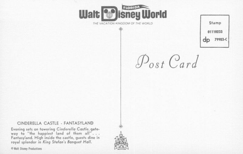 The Cinderella Castle, Disney World The Magic Kingdom Postcard