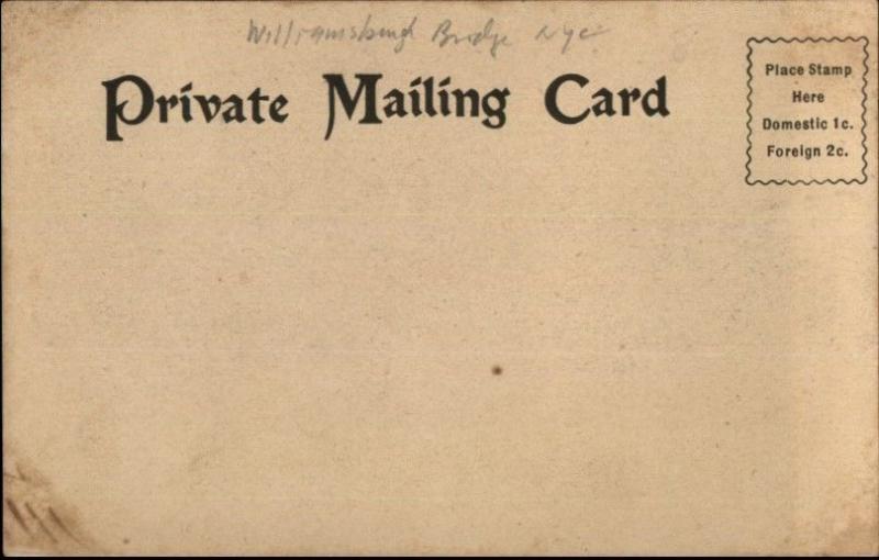 New York City Williamsburg Bridge Williamsburgh c1900 Private Mailing Card