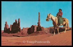 Monument Valley - Salmon tinted dunes, Yebechai in background