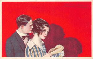 Art Deco Art by Mauzan Love Romance Couple Fancy Dressed Shadow postcard C330