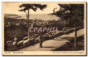 Old Postcard Houlgate the road of Villers and views of Houlgate (shepherd sheep)