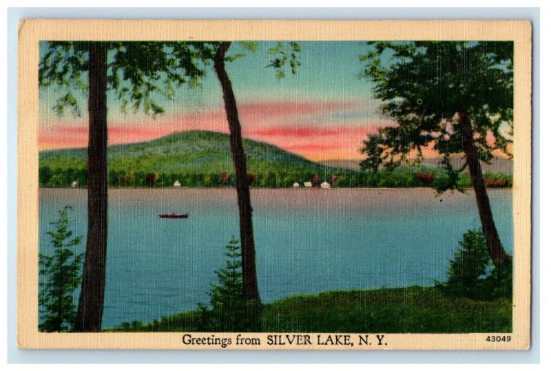 1949 Greetings From Silver Lake New York NY, Sea View Boat Vintage Postcard
