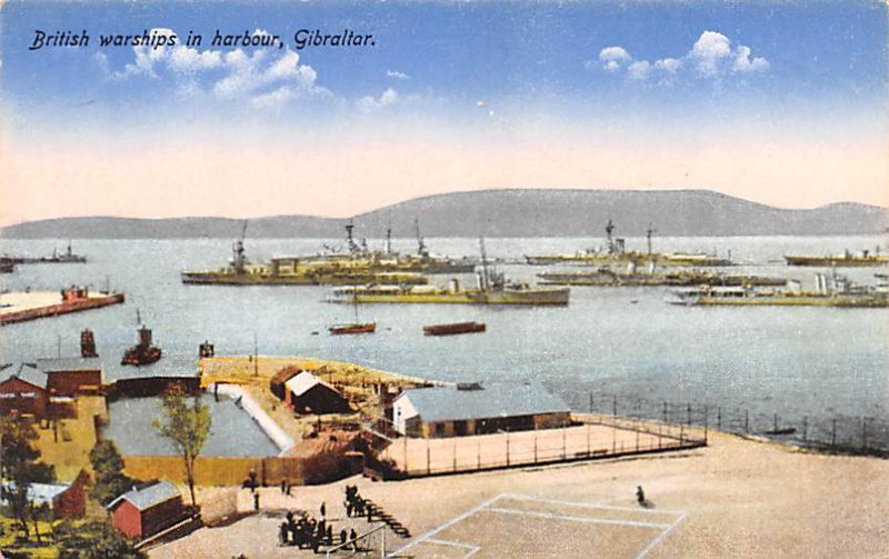 British warships in harbour Gibraltar Unused 