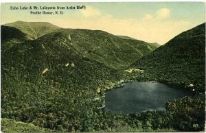 Echo Lake and Mt. Lafayette From Artist Bluff Profile House NH New Hampshire DB