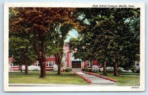 MARTIN, Tennessee TN ~ Campus HIGH SCHOOL c1940s Weakley County Postcard