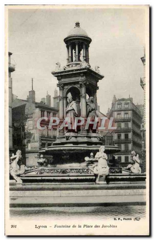 Old Postcard Lyon Fountain Place des Jacobins