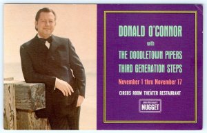 1970's DONALD O'CONNOR JOHN ASCUAGAS NUGGET CASINO NEVADA POSTCARD