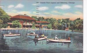 Illinois Chicago Lincoln Park Lagoon and Refectory 1956 Curteich